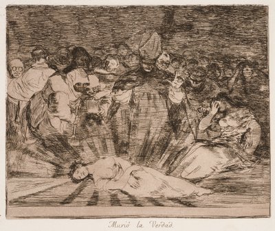 ”Truth has Died” (Totuus on kuollut) sarjasta ”Sodan katastrofit” tekijältä Francisco de Goya