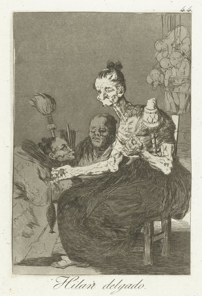 Pyörivät hyvin Hilan Delgado (otsikko esineessä) Los Caprichos (sarjan nimi) tekijältä Francisco de Goya