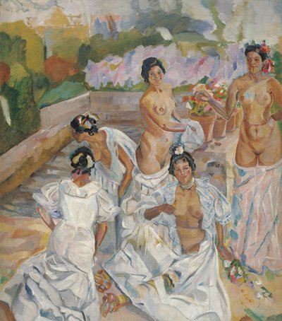 The Bath (Sevilla) - Iturrino, Francisco (1864-1924) - n. 1908 - Öljy kankaalle - 200x174 - Carmen Thyssen Museum, Málaga tekijältä Francisco de Iturrino