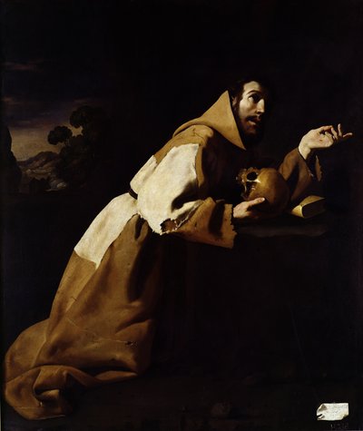 Pyhä Franciscus meditaatiossa, 1639 tekijältä Francisco de Zurbaran