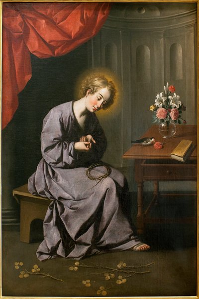 Lapsella on selkä - Francisco de Zurbaranin (1598-1664) maalaus, öljy kankaalle, noin 1630 - Sevillan taidemuseo, Espanja tekijältä Francisco de Zurbaran