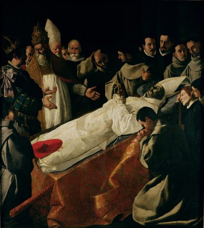 Pyhän Bonaventuren ruumiin näyttely (1221-74) vuoden 1627 jälkeen tekijältä Francisco de Zurbaran