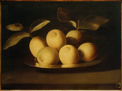 Sitruunat hopealautasella tekijältä Francisco de Zurbaran