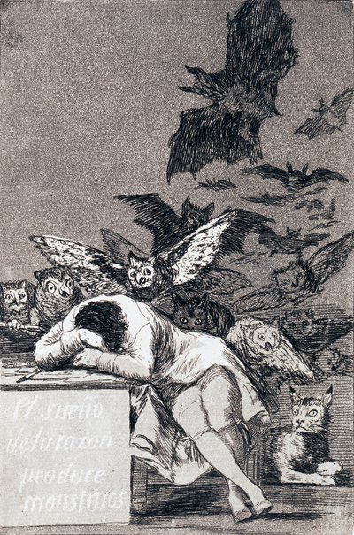 Unelma järjestä synnyttää hirviöitä tekijältä Francisco de Goya