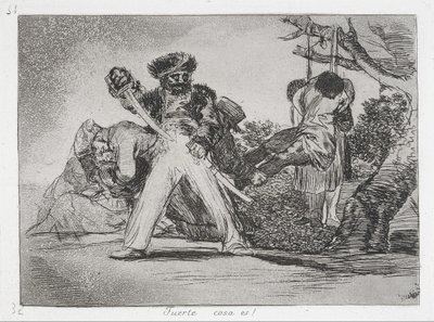 Tämä on liikaa! (Fuerte cosa es!) sarjasta Sodan katastrofit (Los Desastres de la Guerra... tekijältä Francisco de Goya