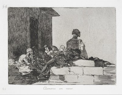 Turhia valituksia (Clamores en vano) sarjasta Sodan katastrofit (Los Desastres de la Guerra) tekijältä Francisco de Goya