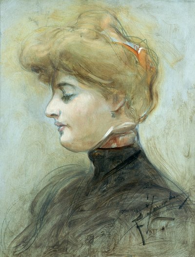 Vaalean naisen pää, noin 1895 tekijältä Franciszek Zmurko