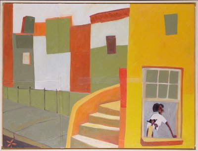 Brownstone Blues, 2000 (sekatekniikka kankaalle) tekijältä Francks Deceus