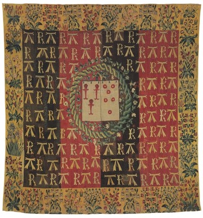Armorial mille-fleurs kuvakudos, joka kuvaa Robert Chabotin ja Antoinette d"Illiersin käsivarsia, n. 1503 tekijältä Franco Flemish School