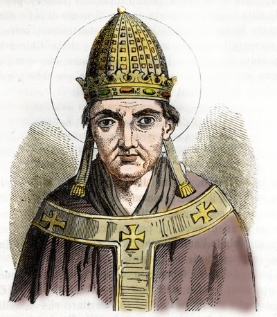 Paavi Sylvestre I:n muotokuva (Silvestre tai Sylvester tai Silvestro) (314-335) - Piirros Franco Mistralin "Misteri del Vaticanosta" tekijältä Franco Mistrali