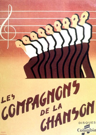 "Les Compagnons de la chanson" (laulun säveltäjät) tekijältä Francois emile Popineau