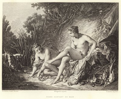 Diane lähtee kylpylästä (kaiverrus) tekijältä Francois (after) Boucher