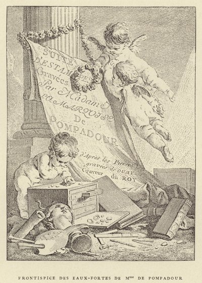 Madame de Pompadourin etsauksen etupuoli (kaiverrus) tekijältä Francois (after) Boucher