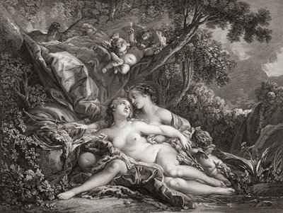 Jupiter ja Callisto. (Tulosta) tekijältä Francois (after) Boucher