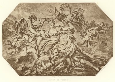 Cupid and Psyche (kaiverrus) tekijältä Francois (after) Boucher