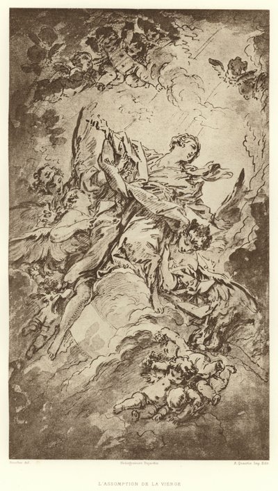 Neitsyt taivaaseenastuminen (kaiverrus) tekijältä Francois (after) Boucher