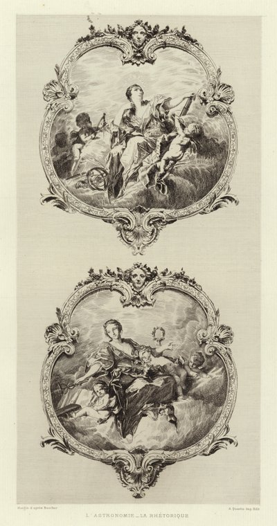 Tähtitiede, retoriikka (kaiverrus) tekijältä Francois (after) Boucher