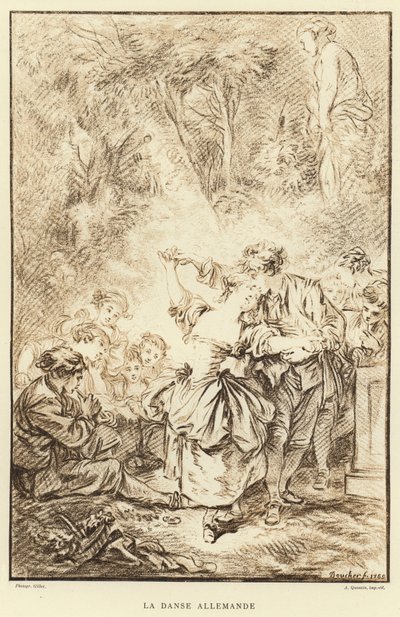 Saksalainen tanssi (kaiverrus) tekijältä Francois (after) Boucher