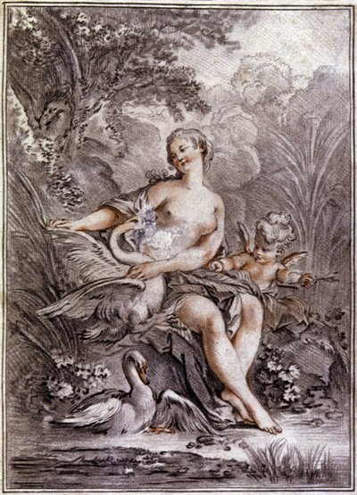 Leda ja joutsen tekijältä Francois (after) Boucher