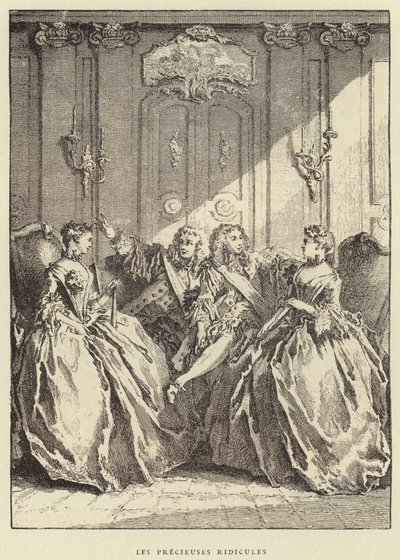 Les Precieuses Ridicules (kaiverrus) tekijältä Francois (after) Boucher