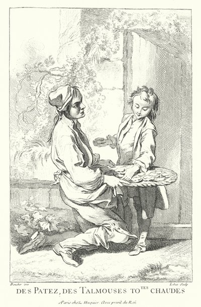 Leivonnaisten myyjä (kaiverrus) tekijältä Francois (after) Boucher