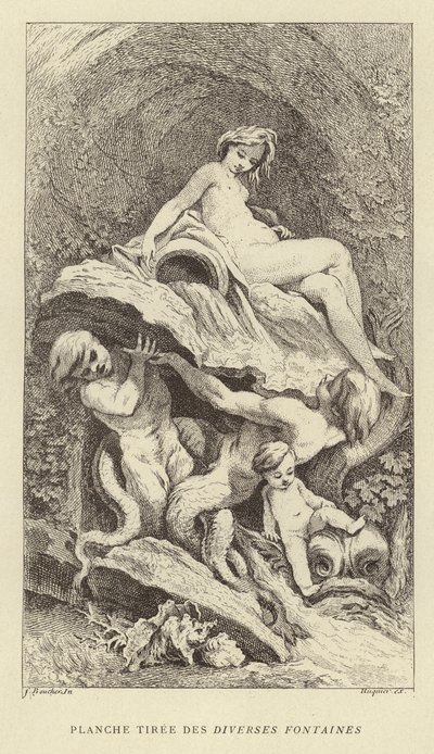 Eri suihkulähteiden lautanen (kaiverrus) tekijältä Francois (after) Boucher