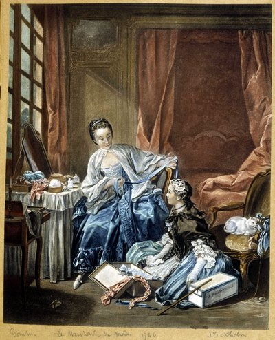 Muotikauppias Boucherin maalauksen jälkeen tekijältä Francois (after) Boucher