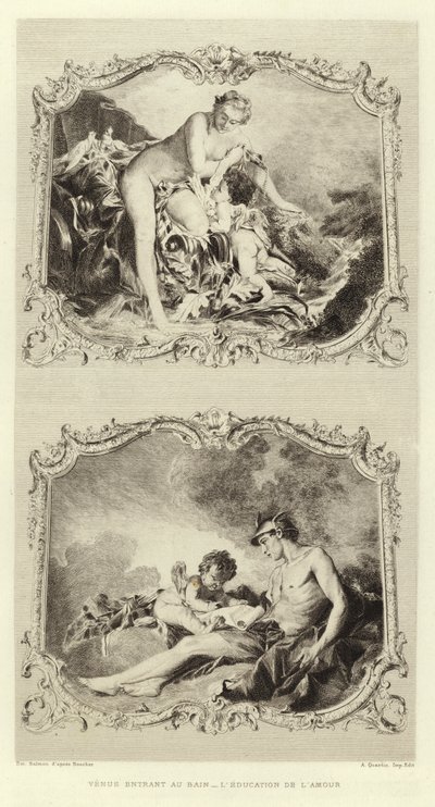 Venus astuu kylpyyn, rakkauden kasvatus (kaiverrus) tekijältä Francois (after) Boucher