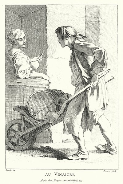 Etikan myyjä (kaiverrus) tekijältä Francois (after) Boucher