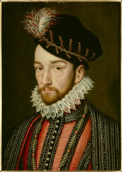Kaarle IX:n (1550-1574) muotokuva. Francois Clouetin (1515-1572) maalaus tekijältä Francois (after) Clouet
