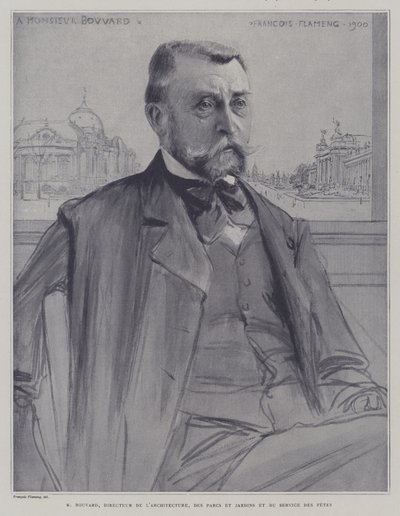 Joseph-Antoine Bouvard, ranskalainen arkkitehti ja hallintovirkamies (litho) tekijältä Francois (after) Flameng