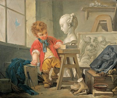 Veistoksen allegoria (öljy kankaalle) tekijältä Francois (and studio) Boucher