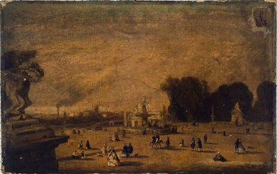 Näkymä Place de la Concorde -aukiolle, nykyinen 8. kaupunginosa, vuosina 1804-1858 (öljy puulle). tekijältä Francois Antoine Leon Fleury