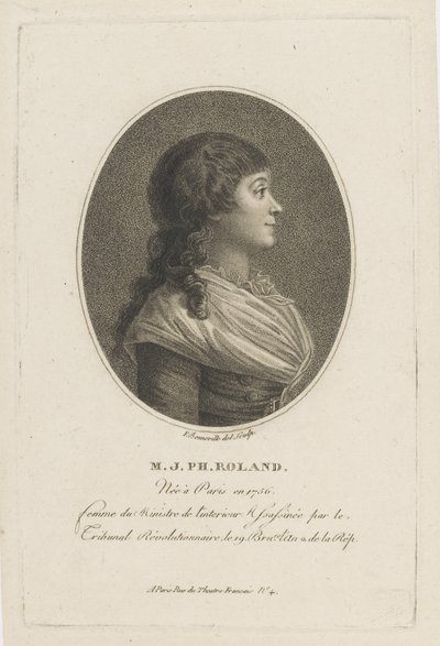 Madame Rolandin muotokuva 1754-1793, n. 1800. tekijältä Francois Bonneville
