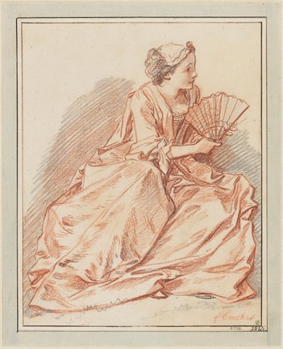 Nuori nainen viuhkalla tekijältä François Boucher