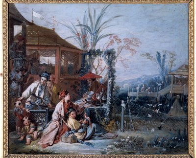 Chinoiserie: "" Metsästys"" François Boucherin (1703-1770) maalaus. Besanconin taidemuseo tekijältä François Boucher