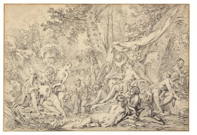 Diana ja Callisto (musta liitu paperille) tekijältä François Boucher