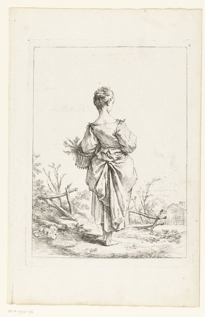 Nuori tyttö, jolla on kori tekijältä François Boucher