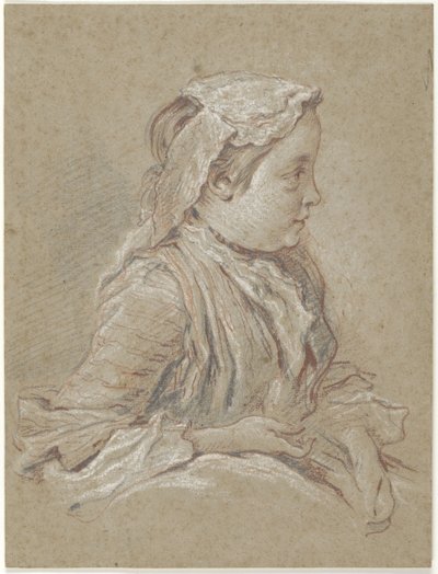Nuori nainen, jolla on pitsihattu tekijältä François Boucher