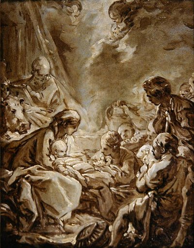 La Lumiere du Monde (öljy paperille paneelissa) tekijältä François Boucher
