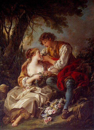 La cage -maalaus, Francois Boucher (1703-1770) 1763 su. 0,93x0,73 m tekijältä François Boucher