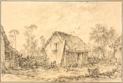 Maisema maalaismaisella mökillä tekijältä François Boucher