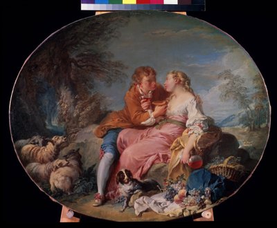 Francois Boucherin (1703-1770) maalaus "Pastoraalinen" 1740 Pushkin-museo, Moskova tekijältä François Boucher