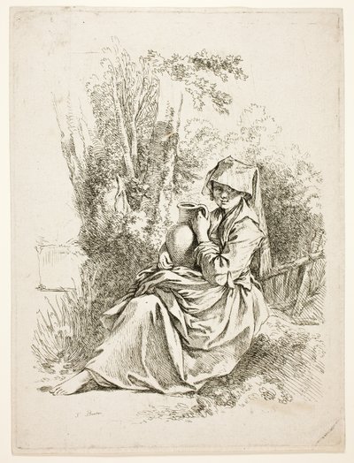 Talonpoikaisnainen kannun kanssa tekijältä François Boucher