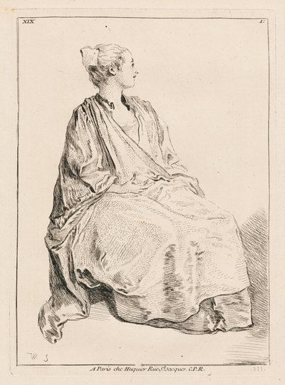 Oikealle katsova istuva nainen tekijältä François Boucher