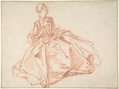 Istuva nainen, jolla on kädessään viuhka tekijältä François Boucher
