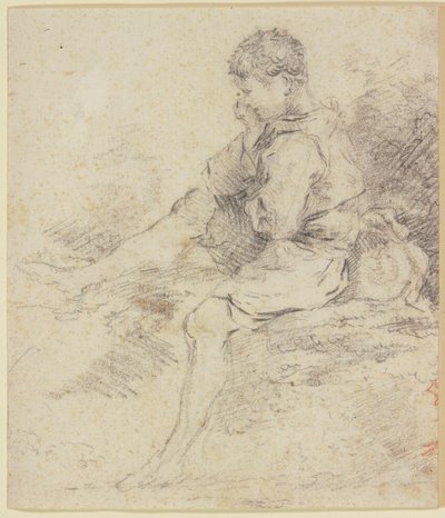 Istuva poika, jolla on paljaat jalat tekijältä François Boucher