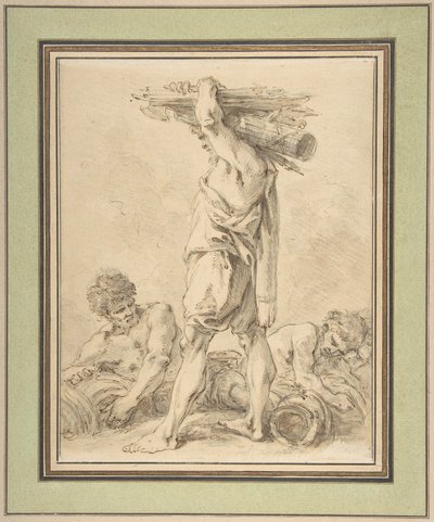 Seisova mies, joka kantaa fasces-symbolia ja aseita tekijältä François Boucher
