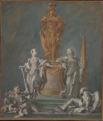 Luonnos ruhtinasmaisen hahmon muistomerkiksi tekijältä François Boucher