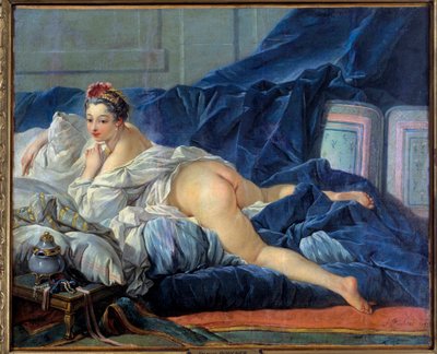 Odaliski nuori nainen istuu sohvalla. François Boucherin (1703-1770) maalaus 1752 Reims musee des Beaux Arts tekijältä François Boucher